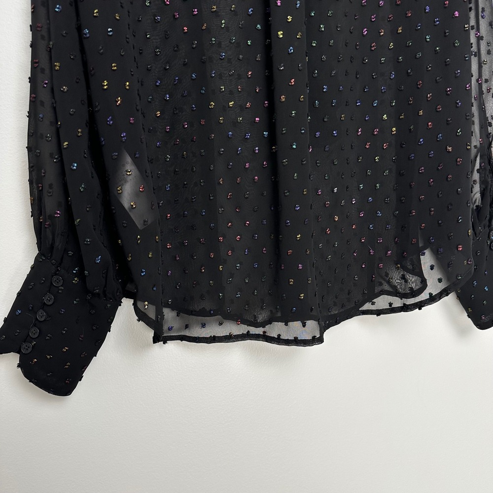 Zadig & Voltaire Twin Mousseline Swiss Dot Ruffle Blouse Black WJCP3514F Small - Picture 9 of 12